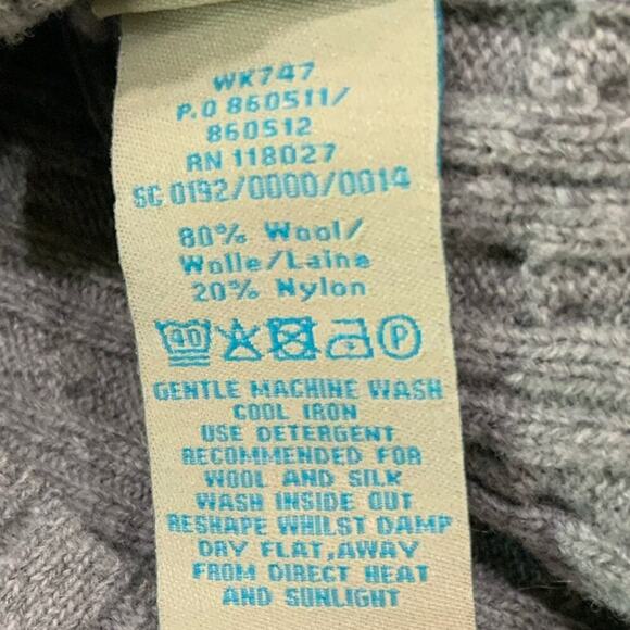 Boden Cable Knit Cardigan Wool Sweater Women Size 8 Long Sleeves Collared Gray - Picture 9 of 9